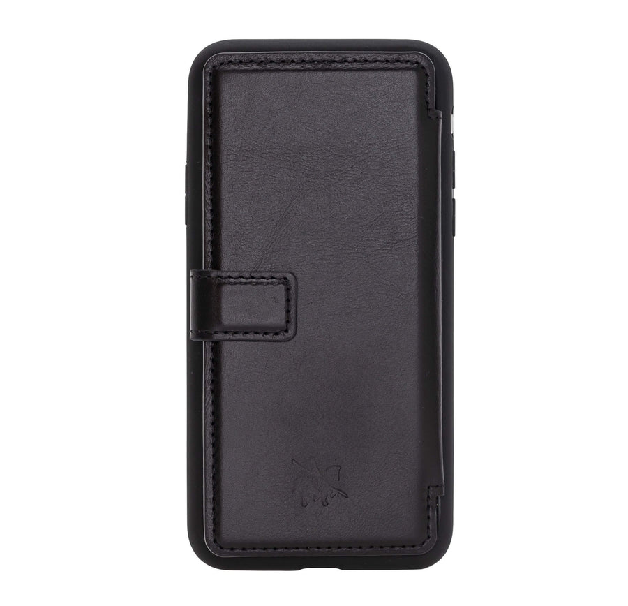 Verona Luxury Black Leather iPhone XS Flip-Back Wallet Case with Card Holder - Venito - 8