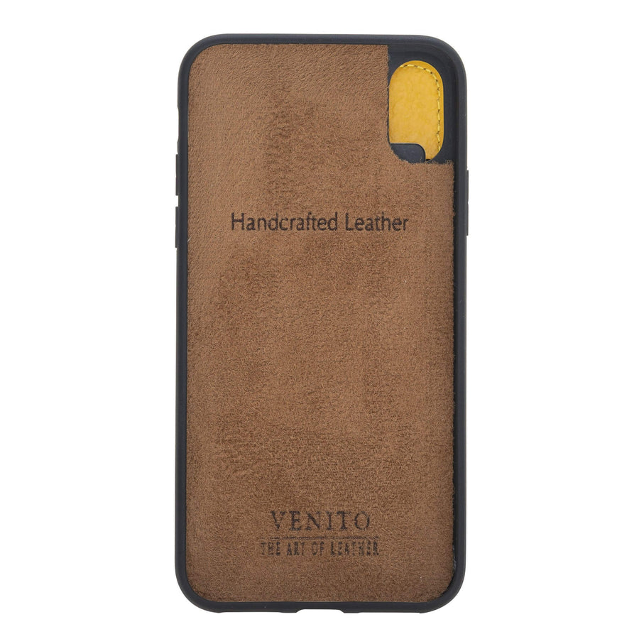 Verona Luxury Yellow Leather iPhone XS Flip-Back Wallet Case with Card Holder - Venito - 5