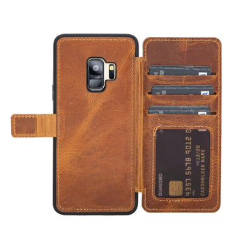 Verona Funda tipo billetera delgada de cuero con bloqueo RFID para Samsung Galaxy S9